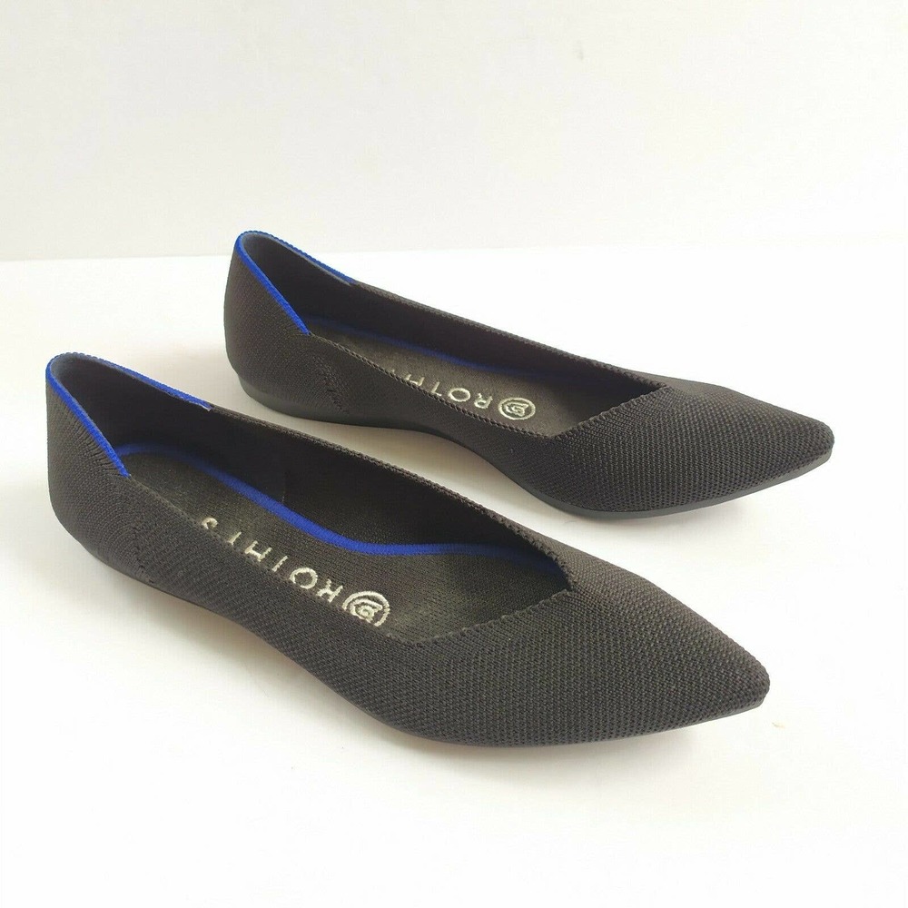 Rothys Womens The Point Knit Flats Black 6.5